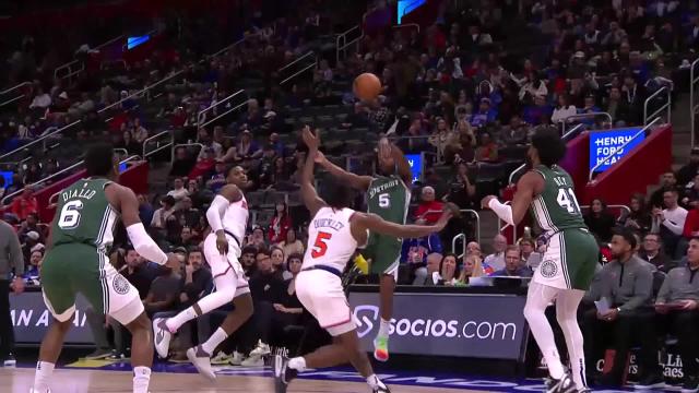 Isaiah Hartenstein with a block vs the Detroit Pistons