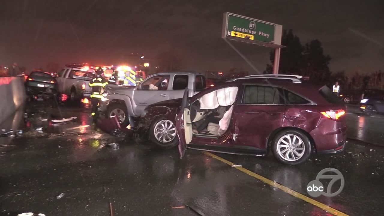 3 hospitalized after 7 vehicle crash on I280 in San Jose