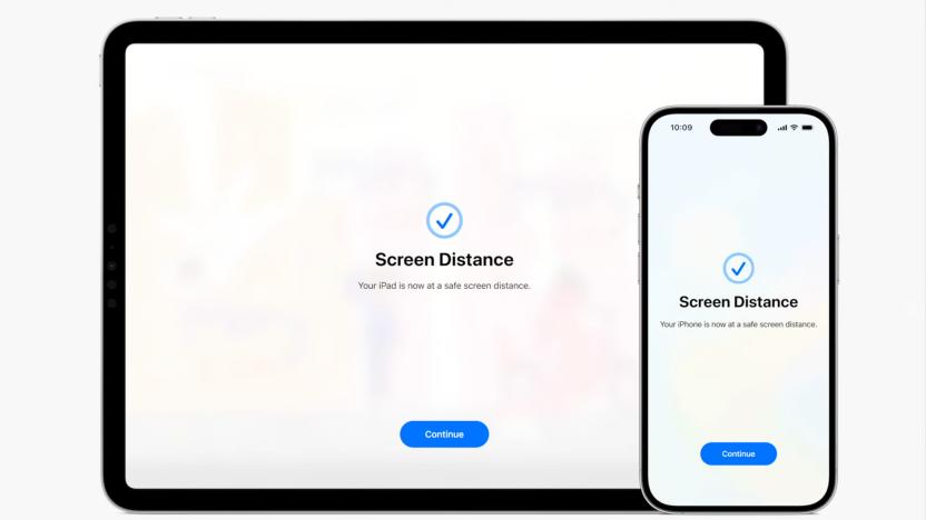 Apple's screen distance setting will tell users if they're far enough from a screen to reduce the possibility of vision damage. 