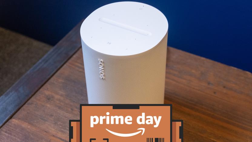 Sonos Era 100 with a text overlay reading "Prime Day"