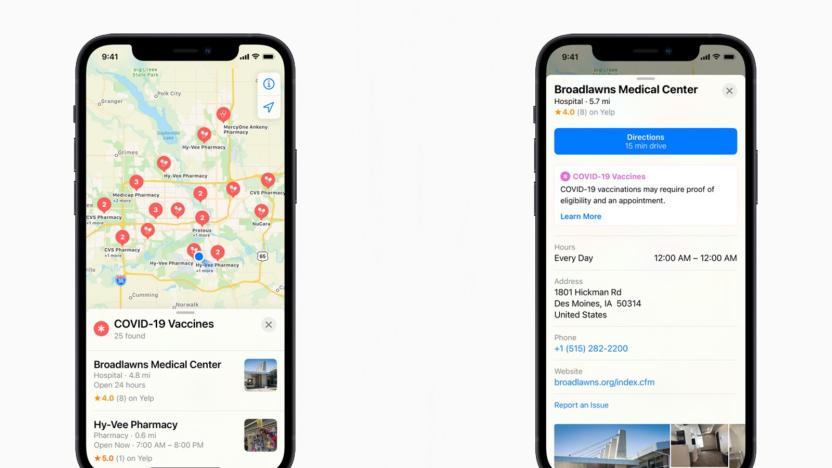 Apple Maps COVID vaccination