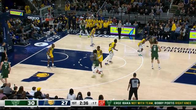 Khris Middleton with an and one vs the Indiana Pacers