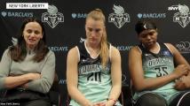 Sandy Brondello, Sabrina Ionescu and Jonquel Jones on the Liberty's win over previously undefeated Sun