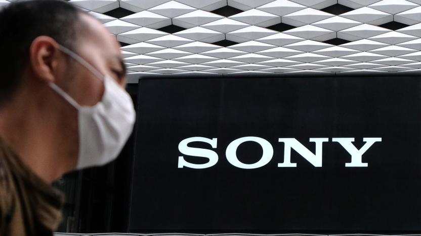 A man walks past the logo of Japans Sony displayed at the company's showroom in Tokyo on October 28, 2020. (Photo by Kazuhiro NOGI / AFP) (Photo by KAZUHIRO NOGI/AFP via Getty Images)