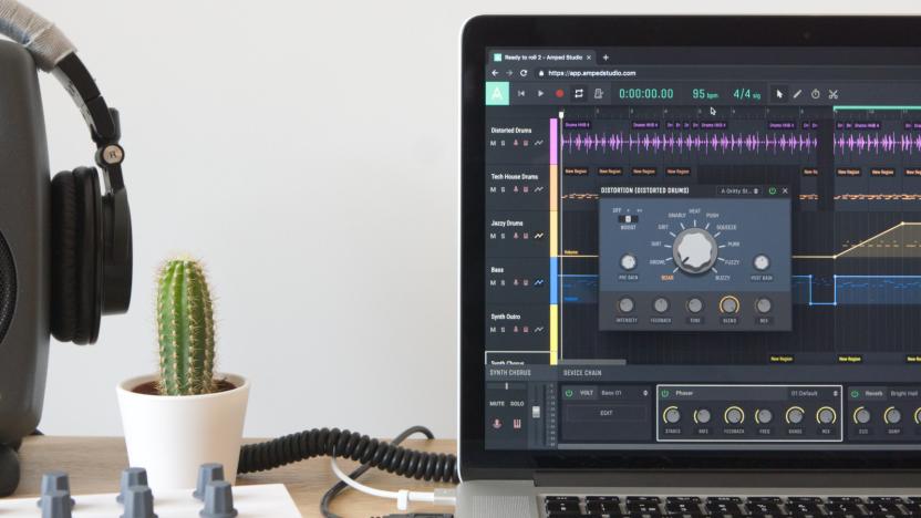 Amped Studio online DAW supports VST plugins                               
