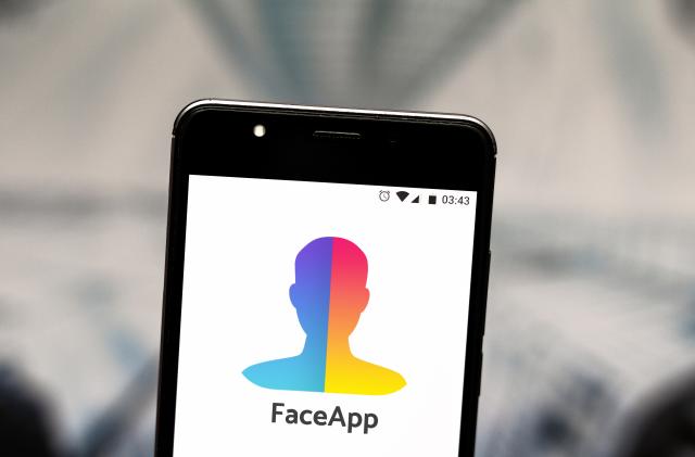 BRAZIL - 2019/07/24: In this photo illustration a FaceApp logo seen displayed on a smartphone. (Photo Illustration by Rafael Henrique/SOPA Images/LightRocket via Getty Images)