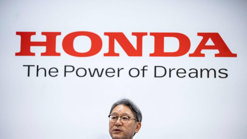 Honda president Toshihiro Mibe speaks about the automobile electrification business during a press conference at the company's headquarters in Tokyo on April 12, 2022. (Photo by Behrouz MEHRI / AFP) (Photo by BEHROUZ MEHRI/AFP via Getty Images)