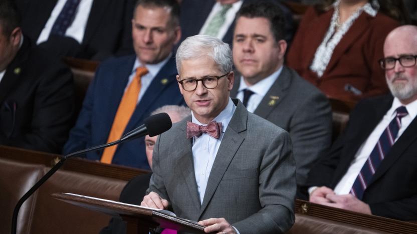 UNITED STATES - JANUARY 6: Rep. Patrick McHenry, R-N.C., nominates Republican Leader Kevin McCarthy, R-Calif., for Speaker of House on Friday, January 6, 2023. (Tom Williams/CQ-Roll Call, Inc via Getty Images)