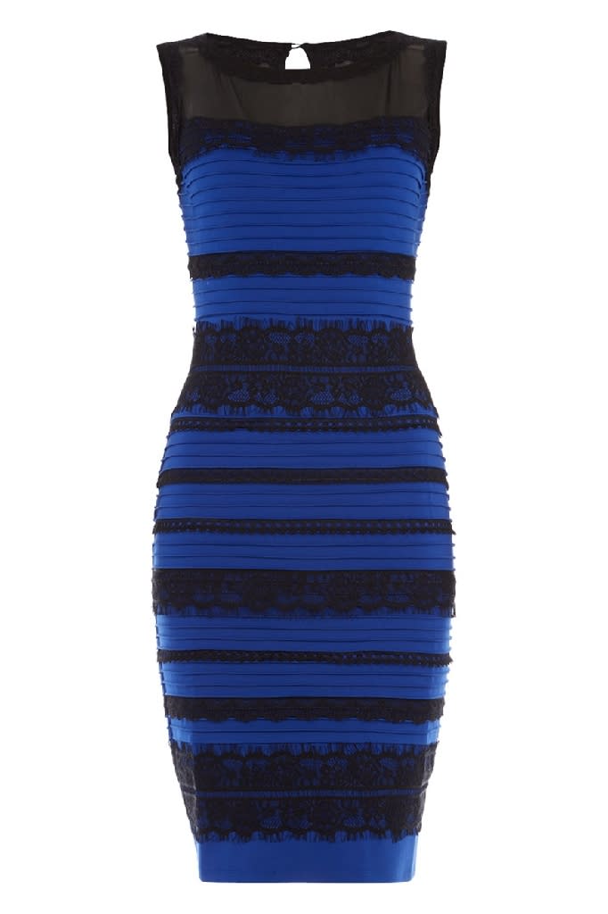 blue and white gold dress