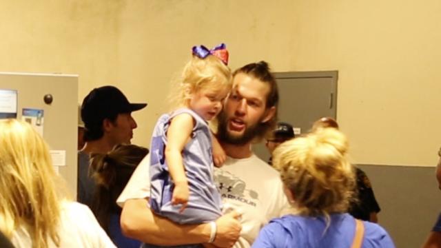 Clayton Kershaw behind the scenes with family after game 1