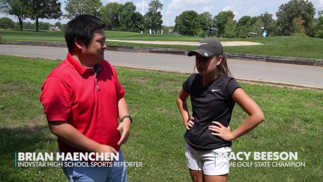 On the course with 2-time IHSAA girls golf state champion Macy Beeson