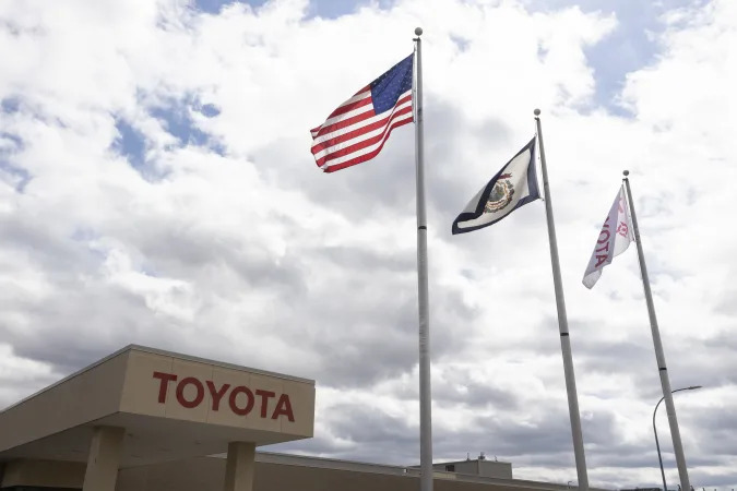 BUFFALO, WV - MARCH 26: Front of Toyota plant in Buffalo, West Virginia on March 26, 2021. The Buffalo West Virginia plant is the second Toyota Plant to provide its workers with vaccines Covid-19 Vaccines. (Photo by Stephen Zenner/Getty Images)