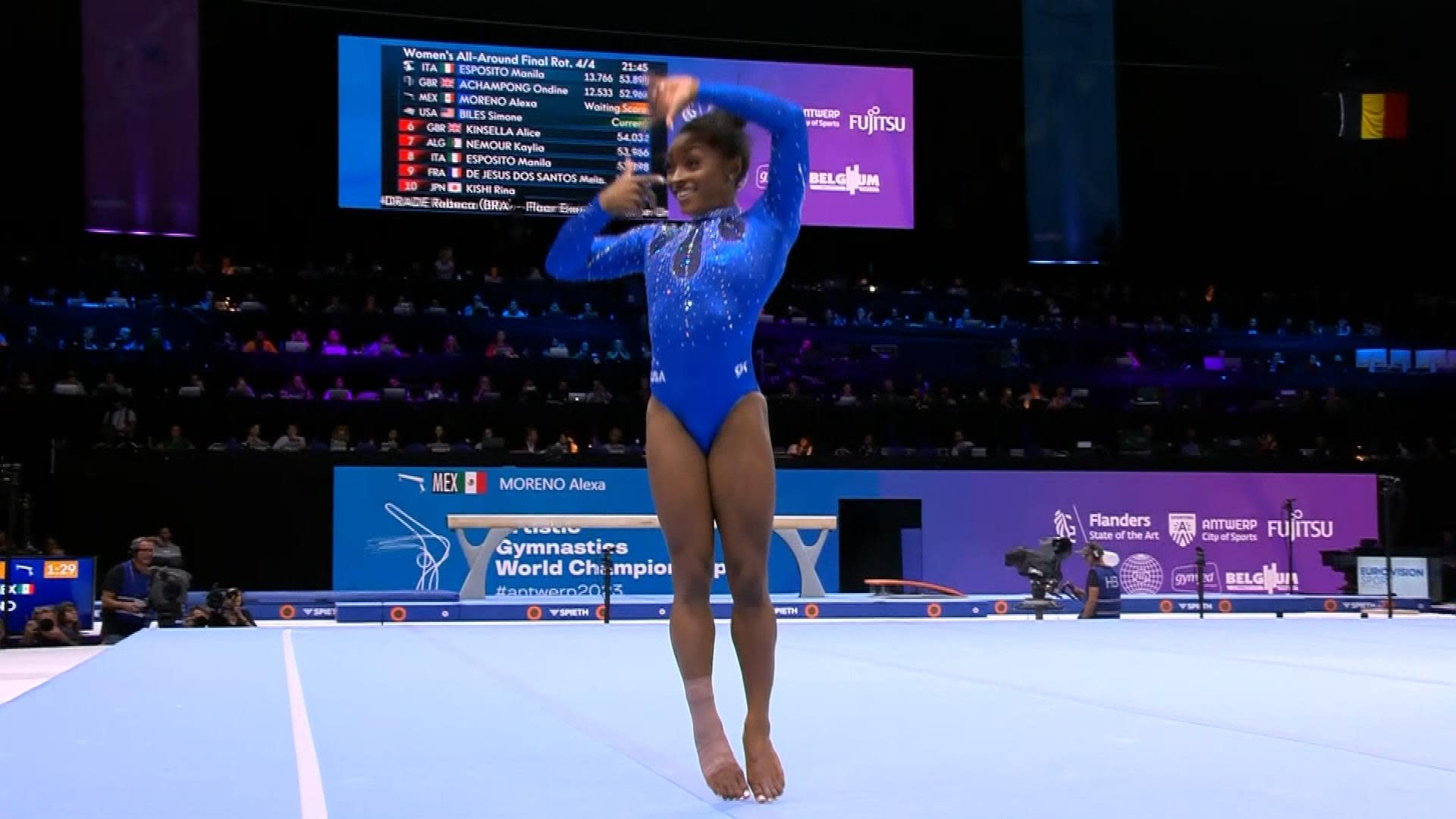 Simone Biles wins 6th all-around title at worlds to become most