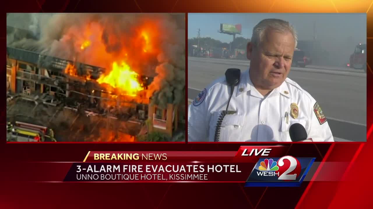 3 alarm fire rips through Kissimmee hotel