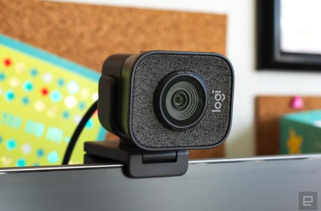 A photo of Logitech's StreamCam mounted to a monitor. 