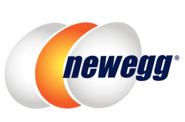 The Newegg logo, featuring three eggs. 