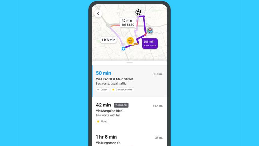 Waze pre-drive info screen