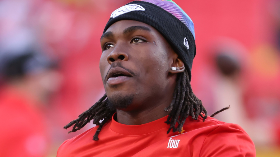 Getty Images - KANSAS CITY, MO - OCTOBER 12: Kansas City Chiefs wide receiver Rashee Rice (4) before an AFC West matchup between the Denver Broncos and Kansas City Chiefs on Oct 12, 2023 at GEHA Field at Arrowhead Stadium in Kansas City, MO.  (Photo by Scott Winters/Icon Sportswire via Getty Images)