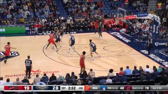 Gary Trent Jr. with an and one vs the New Orleans Pelicans