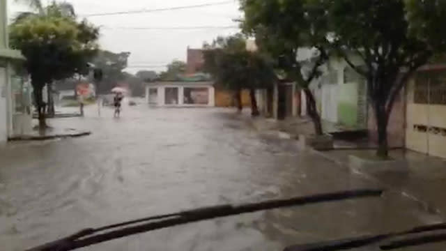 Heavy rain floods Recife streets