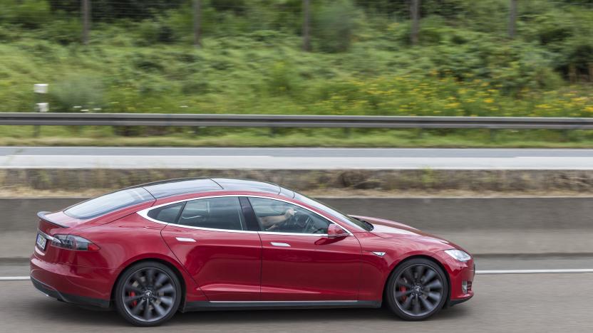 Frankfurt, Germany - July 12, 2016: Tesla Model S luxury electric sedan 
