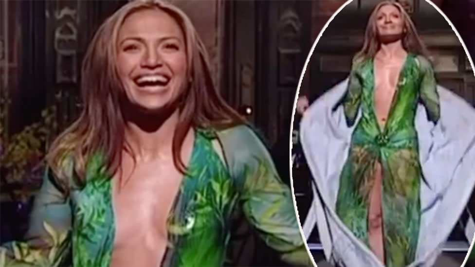 Jennifer Lopez Strips Down To Versace Dress On Saturday Night Live