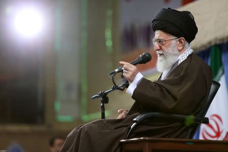 Iran&#39;s leader rebuffs Rouhani&#39;s detente policy ahead of vote