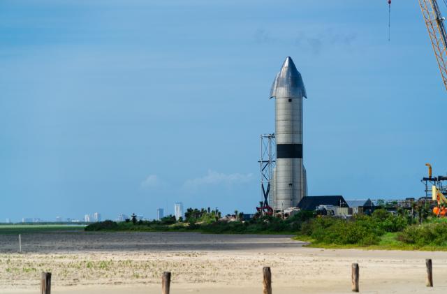 Boca Chica , Texas , USA - June 3rd 2021: SpaceX prepares for their next mission with the Spaceship SN15 at the high bay at the Starbase Space Facility in Boca Chica Texas USA