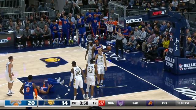 Jalen Brunson with an and one vs the Indiana Pacers
