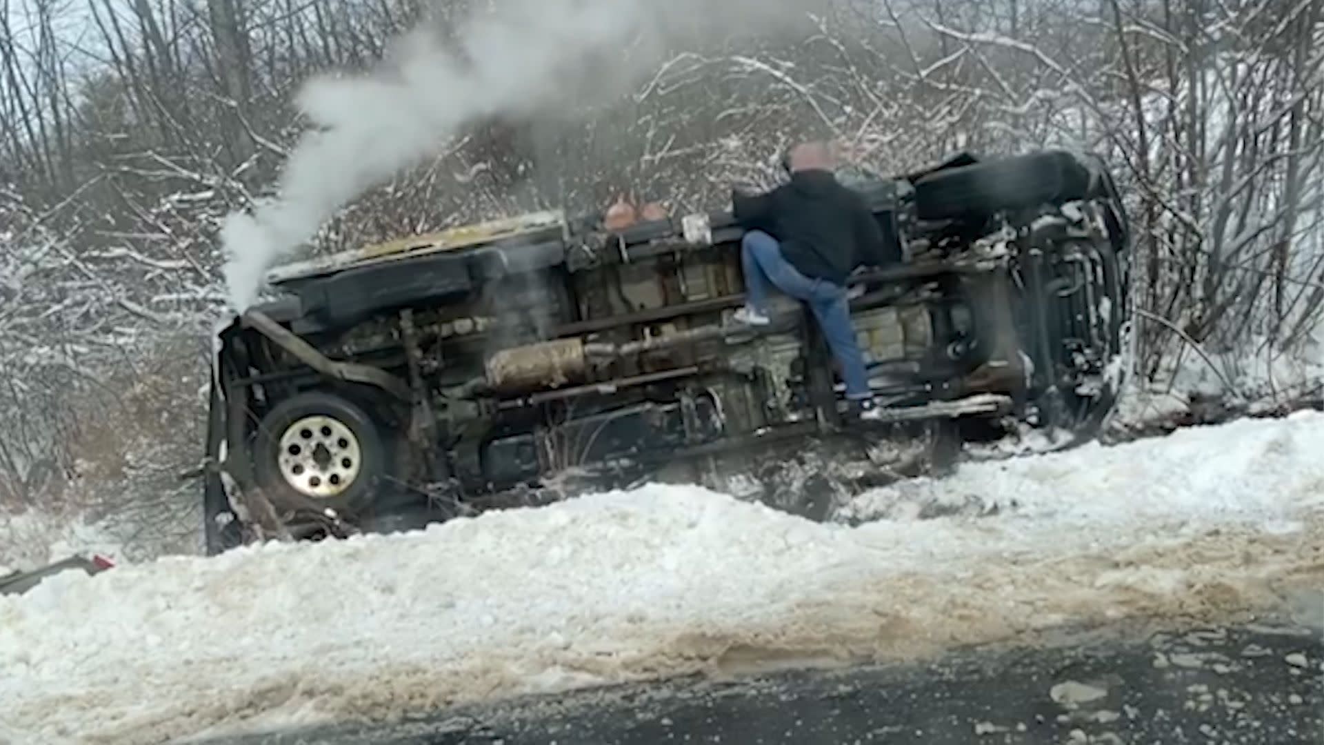 Video Shows Driver Rush To Rescue Man Trapped After Rollover Crash On Maine Road 