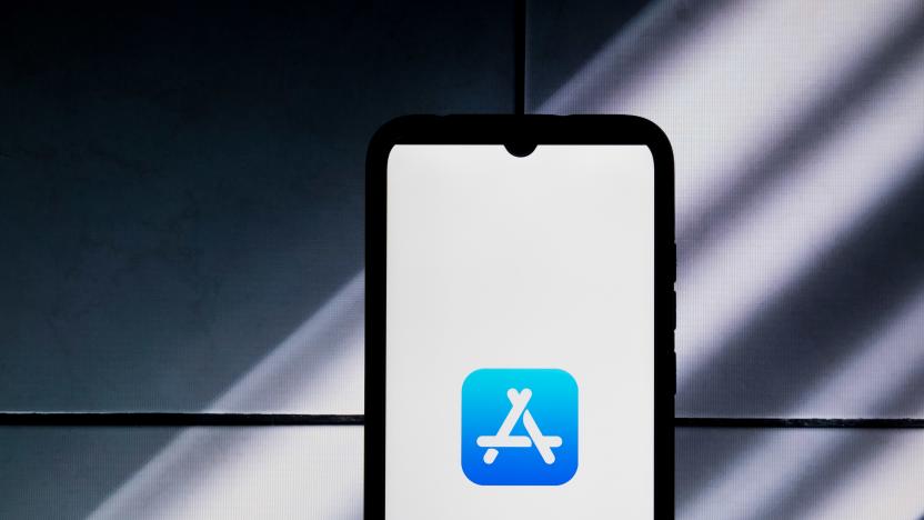 The App Store logo is being displayed on a smartphone screen in Athens, Greece, on January 22, 2024. (Photo illustration by Nikolas Kokovlis/NurPhoto via Getty Images)