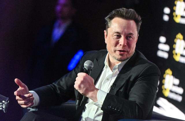 KRAKOW, POLAND - JANUARY 22: SpaceX, X (formerly known as Twitter), and Tesla CEO Elon Musk speaks during live interview with Ben Shapiro at the symposium on fighting antisemitism on January 22, 2024 in Krakow, Poland. The symposium on anti-semitism, organized by the European Jewish Association, was held ahead of international Holocaust remembrance day on January 27. (Photo by Omar Marques/Getty Images)