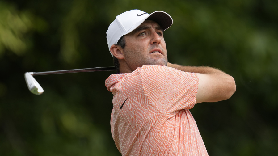 Associated Press - Scottie Scheffler hits from the third tee during the first round of the Memorial golf tournament, Thursday, June 6, 2024, in Dublin, Ohio. (AP Photo/Sue Ogrocki)