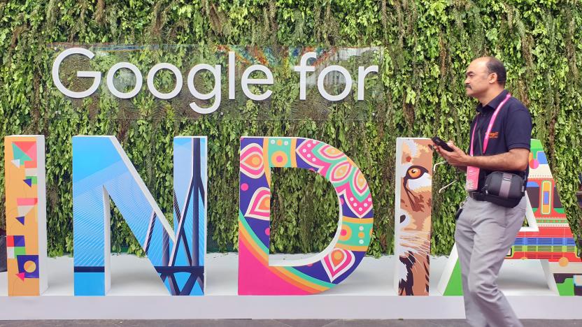 A man walks past the sign of "Google for India", the company's annual technology event in New Delhi, India, September 19, 2019. REUTERS/Sankalp Phartiyal