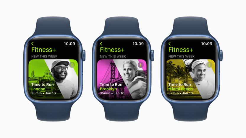 The Apple Fitness+ feature Time to Run, displayed on Apple Watch.