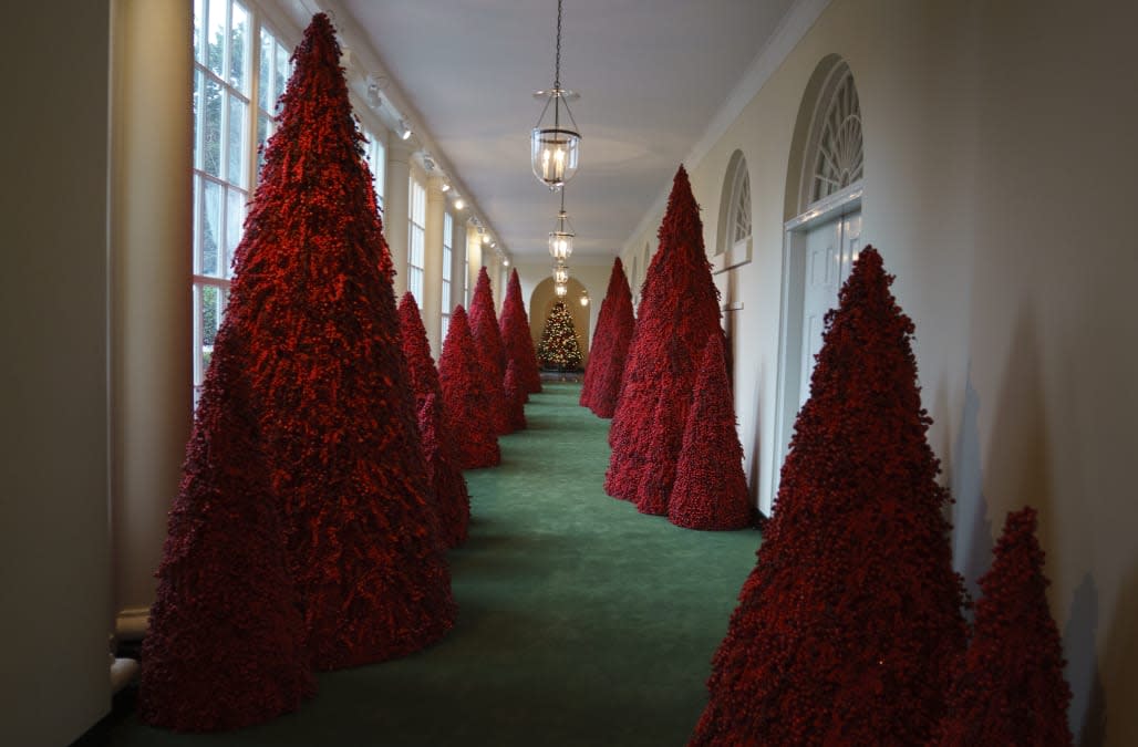 Melania Trump defends red White House Christmas trees: 'They look ...