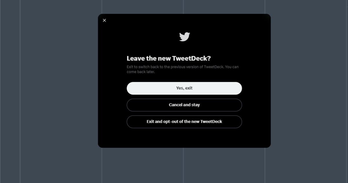 The outdated, good model of TweetDeck is again