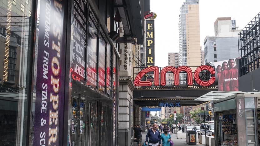 NEW YORK, UNITED STATES - 2021/08/10: View of AMC movie theater in Times Square whose parent company AMC Entertainment announced accepting Bitcoins as payment by the end of 2021. AMC Entertainment CEO Adam Aron adopting the Reddit crowd's lingo announced that he views retail investors as crucial to the movie theater chain's fortunes. In reaction to those announcements the stock gained Monday, August 9, 2021 and is up nearly 9% premarket. (Photo by Lev Radin/Pacific Press/LightRocket via Getty Images)