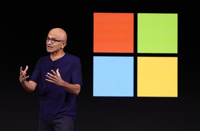 SAN FRANCISCO, CALIFORNIA - NOVEMBER 06: Microsoft CEO Satya Nadella speaks during the OpenAI DevDay event on November 06, 2023 in San Francisco, California. OpenAI CEO Sam Altman delivered the keynote address at the first-ever Open AI DevDay conference. (Photo by Justin Sullivan/Getty Images)