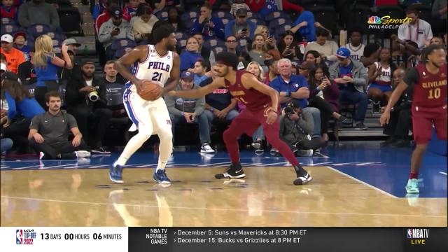 Joel Embiid with a 2-pointer vs the Cleveland Cavaliers