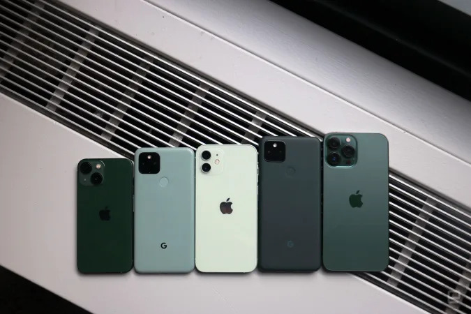 Green iPhones and Pixels