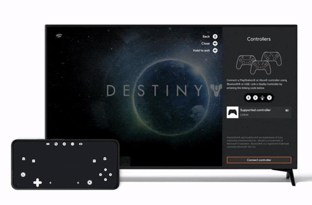 Google Stadia on TV using phone as gamepad