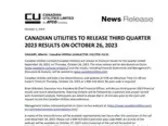 CANADIAN UTILITIES TO RELEASE THIRD QUARTER 2023 RESULTS ON OCTOBER 26, 2023