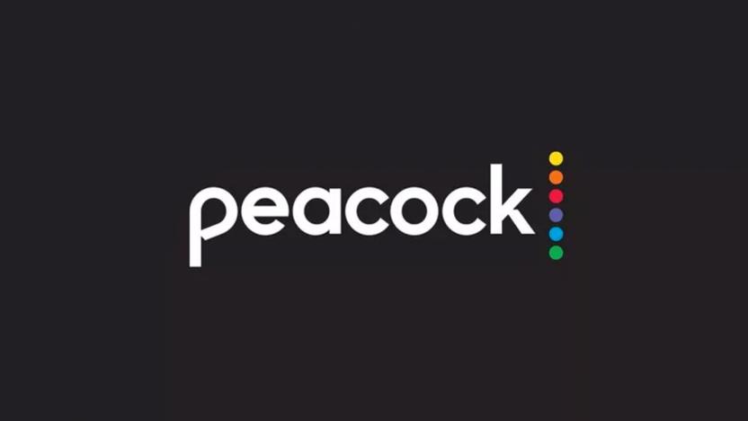 A Peacock logo on black.