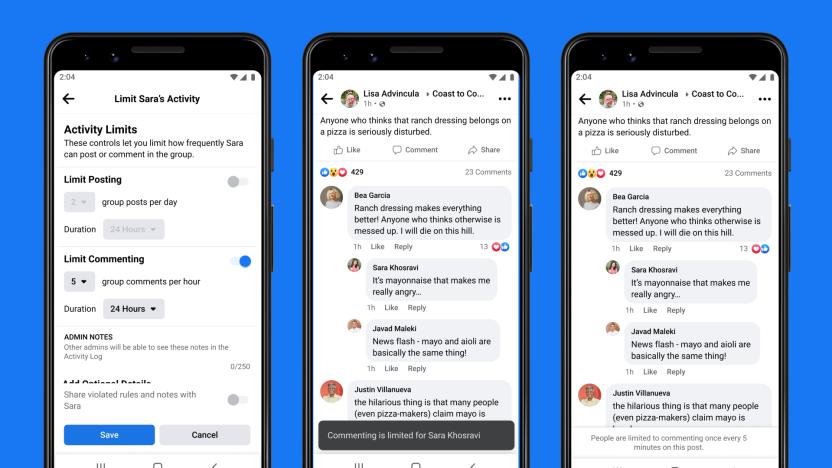 Facebook will allow group admins to 'slow down' comments to keep conversations from getting too heated or toxic.