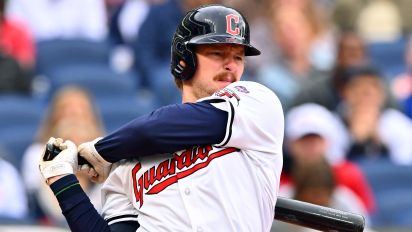 Getty Images - CLEVELAND, OHIO - MAY 06: Kyle Manzardo #9 of the Cleveland Guardians strikes out swinging for his major league debut during the second inning against the Detroit Tigers at Progressive Field on May 06, 2024, in Cleveland, Ohio. (Photo by Jason Miller/Getty Images)