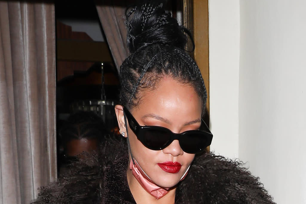 Rihanna Goes Glam in a Fringed Minidress, Furry Coat & Glittering Sandals With A$AP Rocky - Yahoo Lifestyle