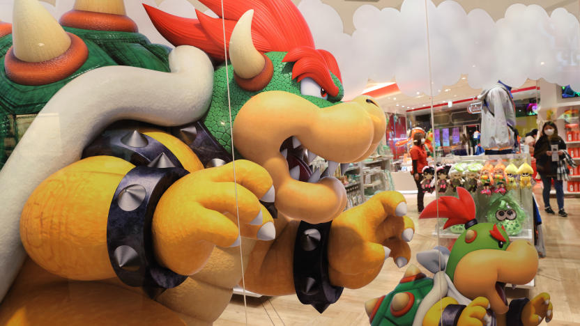 TOKYO, JAPAN - 2021/03/03: Decorative Bowser sticker on a glass wall inside Nintendo Tokyo store in Shibuya. (Photo by Stanislav Kogiku/SOPA Images/LightRocket via Getty Images)