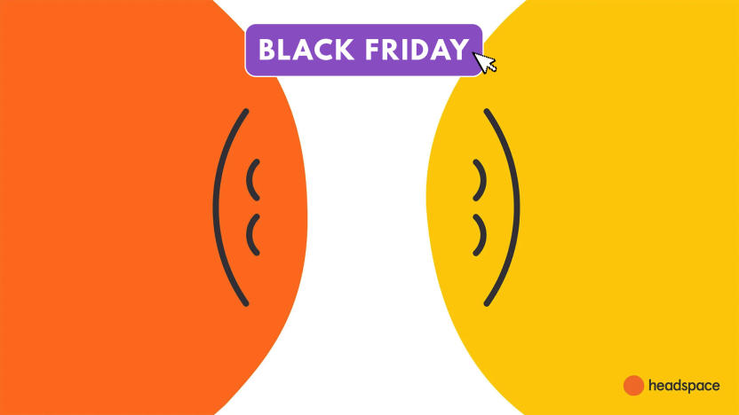 The Headspace happy heads are next to a black friday logo. 