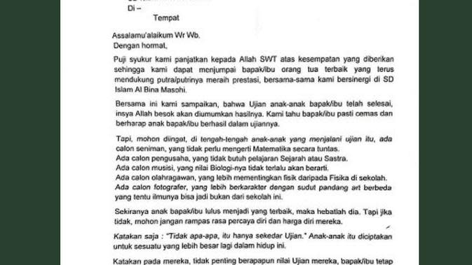 Viral Isi Surat Edaran Sekolah Tak Biasa Bikin Warganet Haru